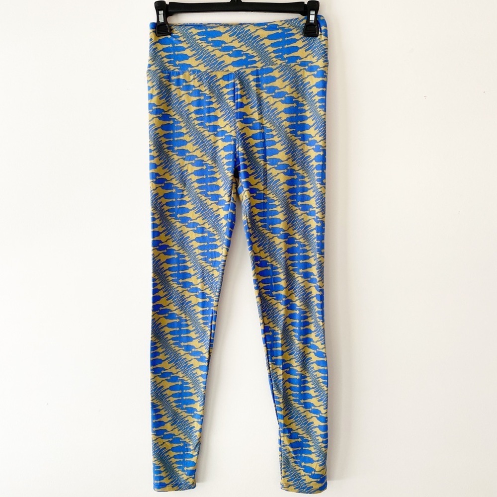 Giraffe Print Blue Yellow Legging | OS (Lularoe Size Chart: One Size 2-12) NWOT - Picture 2 of 8